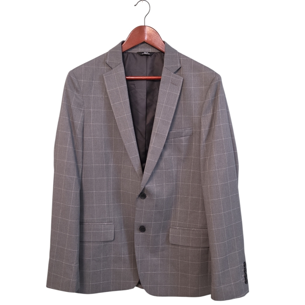 Louis Raphael Slim Fit Gray Checkered Men's‎ Blazer Size 42R Business Office